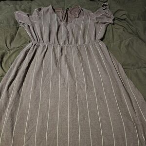 Dip mauve and white striped dress